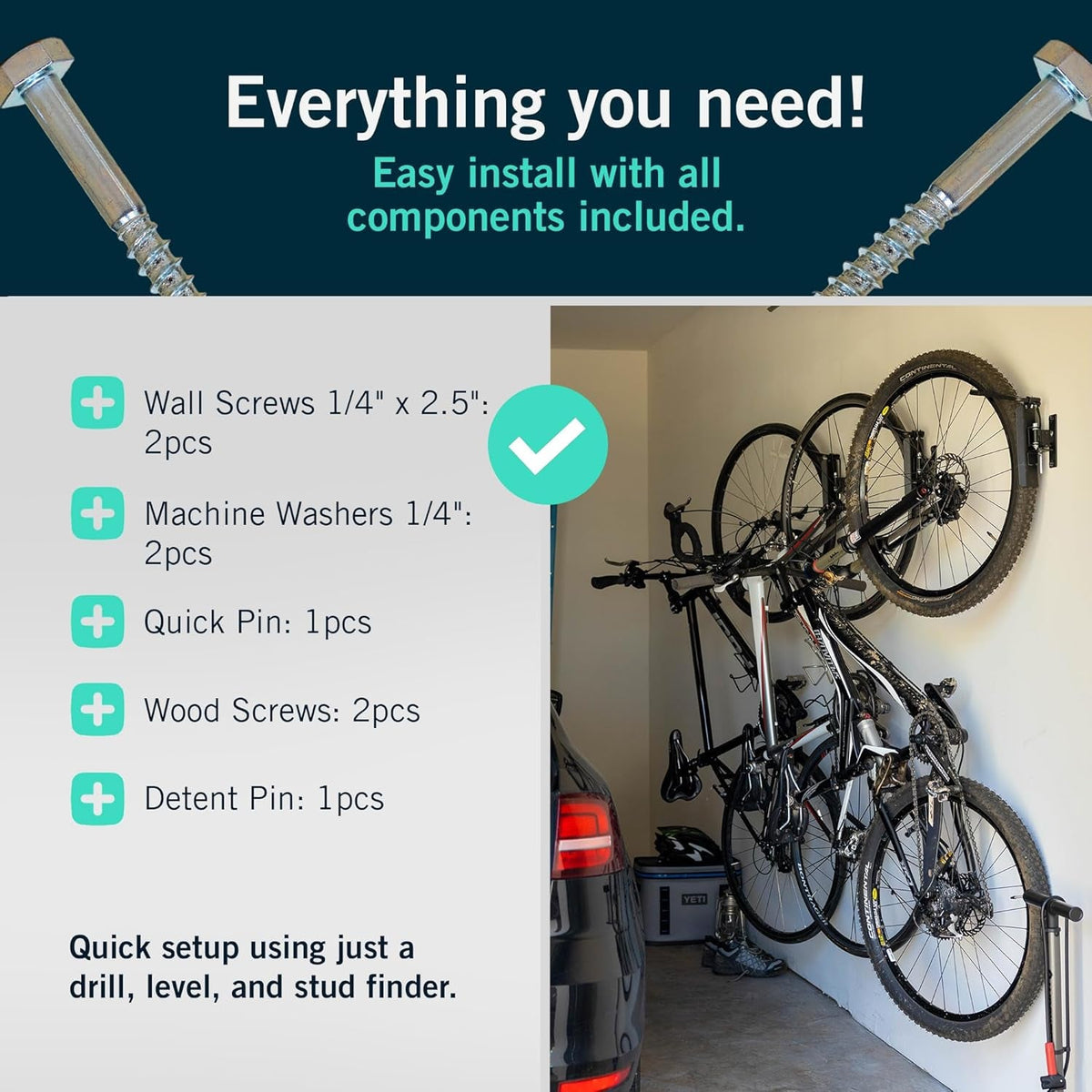 Swivel Bike Wall Mount, Vertical Rack for Garage, 4 Pack