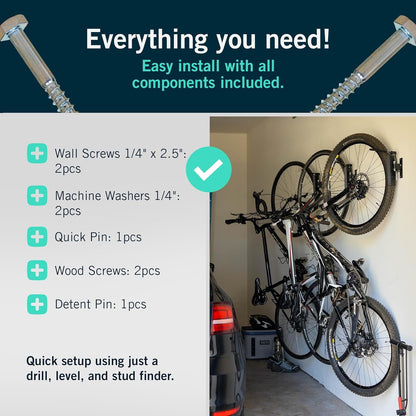 Swivel Bike Wall Mount, Vertical Rack for Garage, 4 Pack