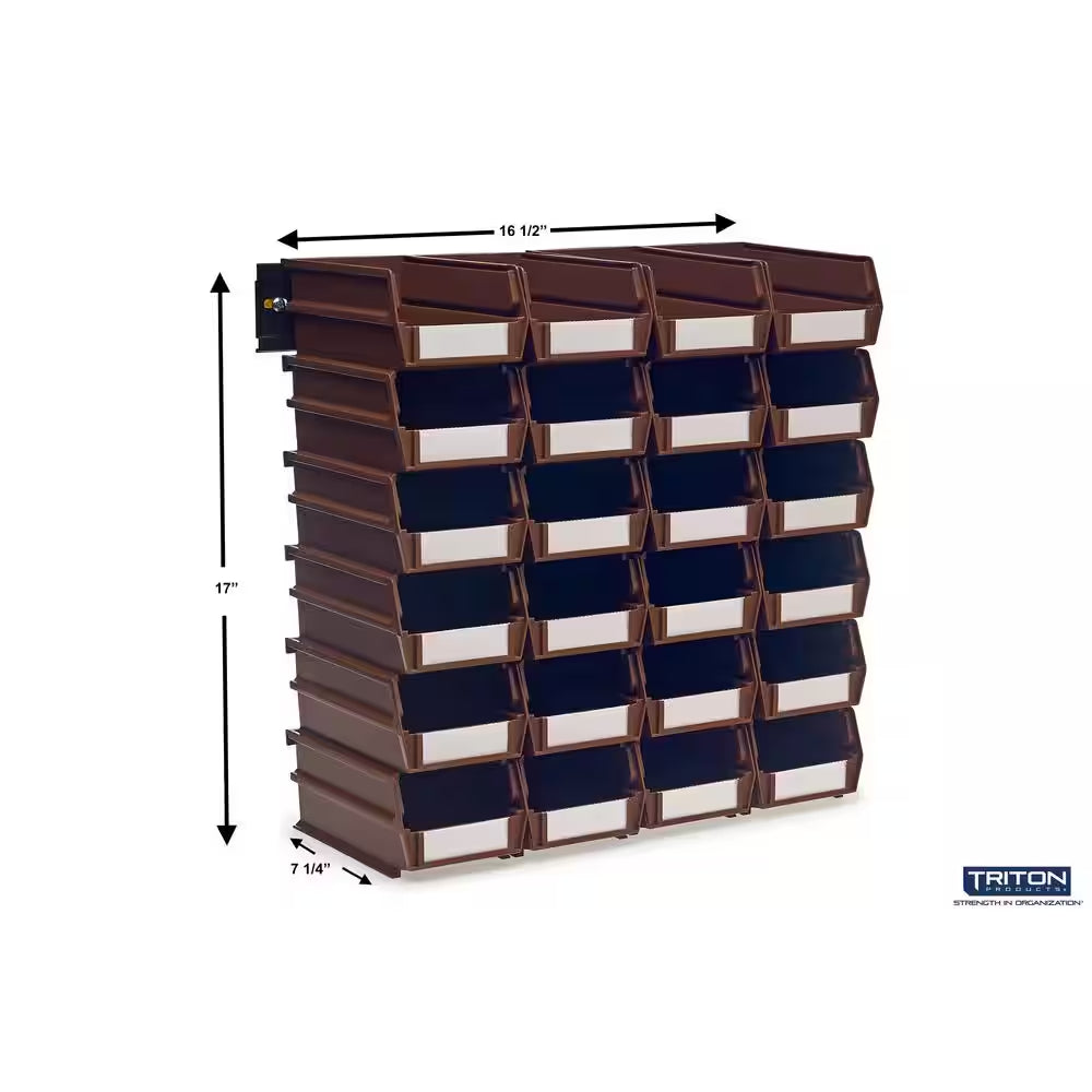 0.301-Gal. Small Bin System in Brown (24-Bins) and 2- Wall Mount Rails