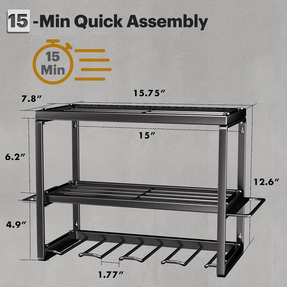 Power Tool Organizer, 3 Layers 4 Drill Holder Wall Mount