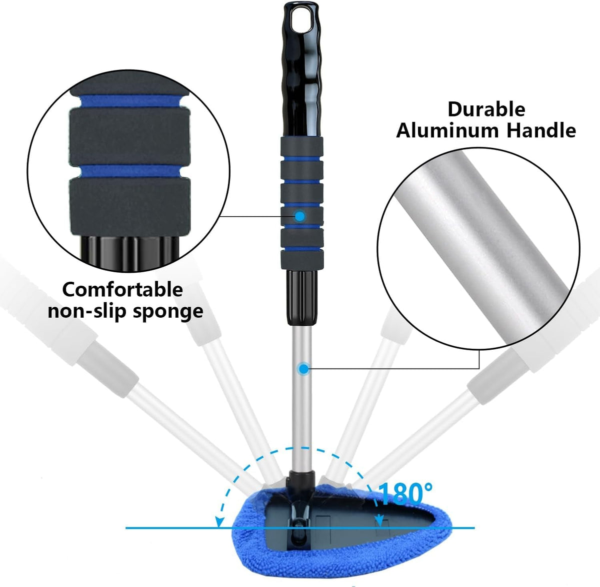 Windshield Cleaner Tool 21" Car Window Cleaner inside Windshield Cleaning Wand Supplies Interior Glass Care Product Car Accessories with with Extendable Handle& Microfiber Pads