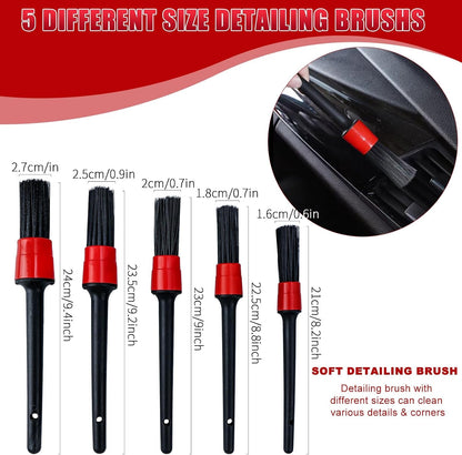 15Pcs Car Detailing Brush Set, Car Wheel Tire Brush Set, Car Detailing Kit Includes Soft Bristles Brush, Tire Brush, Detail Brushes, Car Cleaning Tools Brushes for Interior, Exterior, Wheels