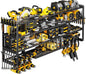 Extra Large 64" W Power Tool Organizer Wall Mount, 1000 Lbs Load Capacity, Heavy Duty 4 Tier Garage Storage Rack with 8 Drill Holders, 2 in 1 Corner or Straight Installation