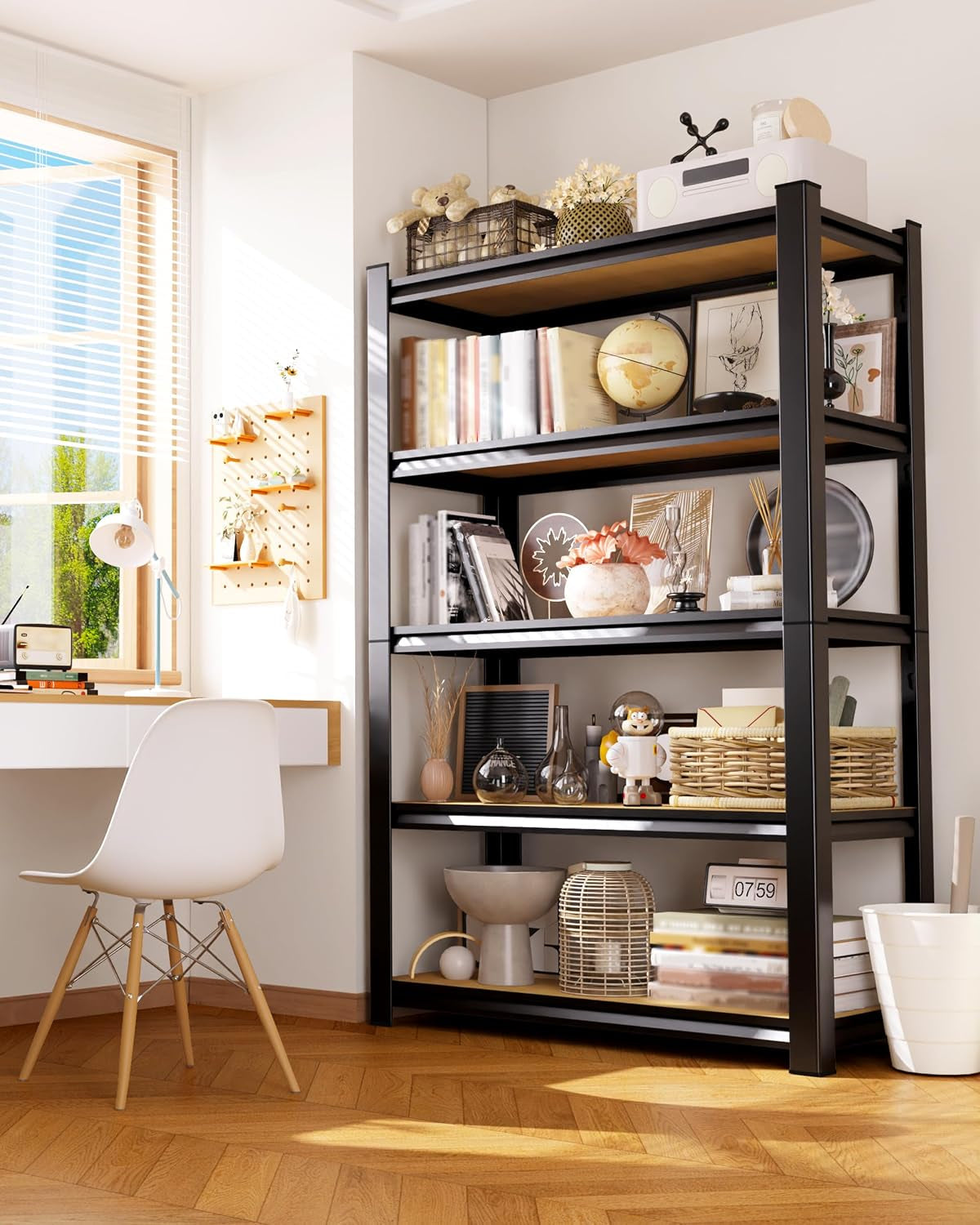 2 Pack Garage Shelving Heavy Duty, 5-Tier Storage Shelves, Home Storage Rack, Utility Metal Shelf, Adjustable Shelving Unit, for Dorm, Basement, Kitchen,17.7" D X 45.6" W X 71.2" H, Black