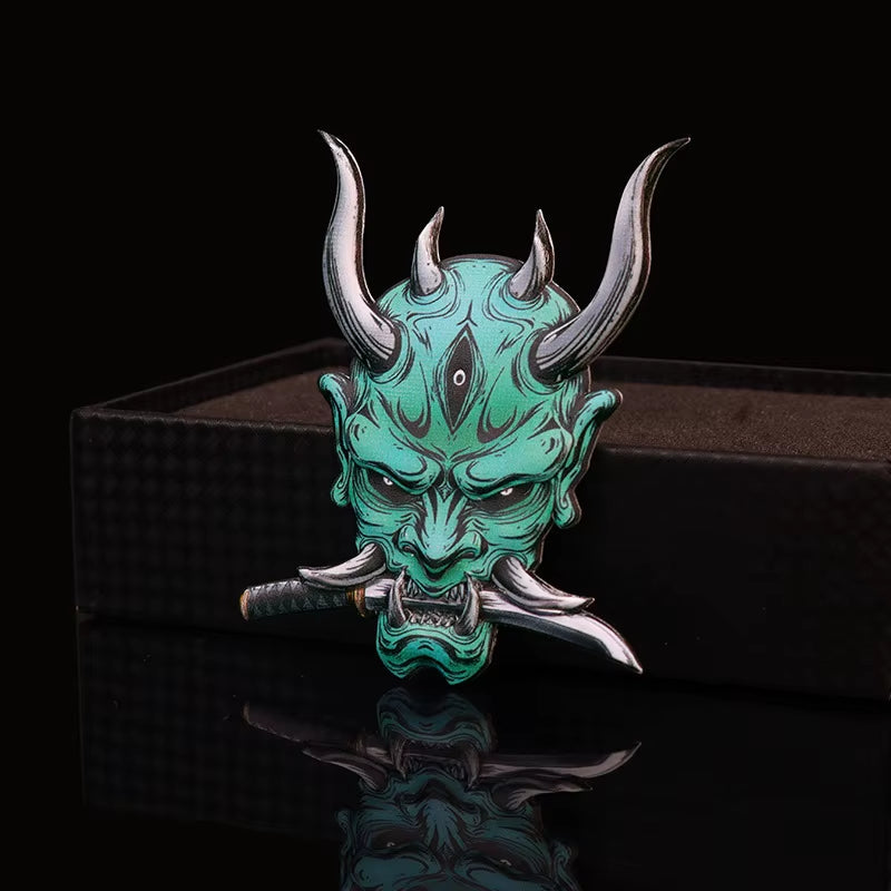 Car Stickers Japanese Oni Samurai Aluminum Alloy Emblem Skull Badge Decal Body Fender Trunk Rear Trunk Accessories Motorcycle