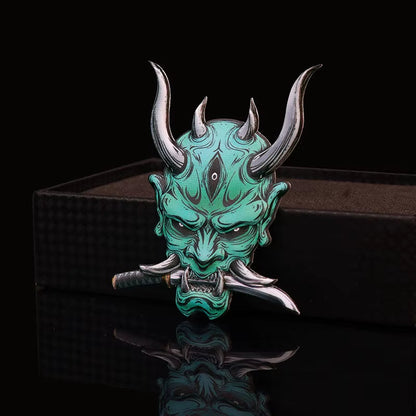 Car Stickers Japanese Oni Samurai Aluminum Alloy Emblem Skull Badge Decal Body Fender Trunk Rear Trunk Accessories Motorcycle