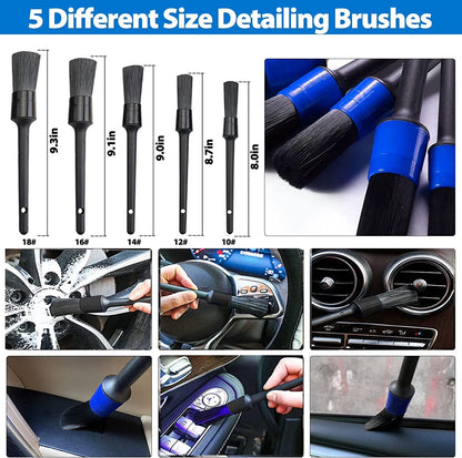 Ruseen 26Pcs Detail Brushes Car Detailing Kit Interior with Drill Brush Set, Detailing Brushes Car Cleaning Kit for Interior, Exterior, Windshield, Carpet, Leather, Air Vents