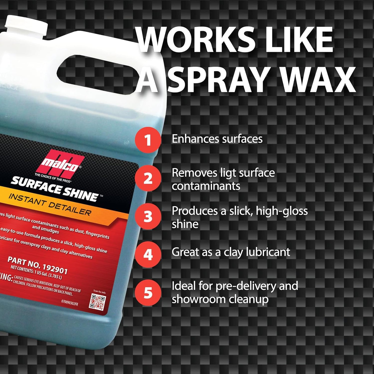 Surface Shine Instant Detail Spray for Vehicle Surfaces, 1 Gallon