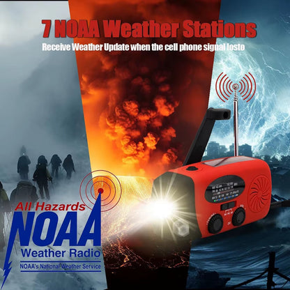 2000Mah High Capacity Rechargeable Radio Solar Rechargeable Emergency Light Outdoor Camping Flashlight Waterproof Portable Light
