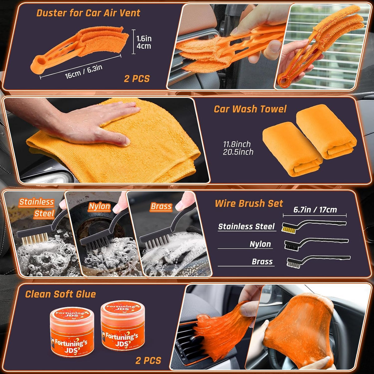 61 PCS Car Detailing Kit Interior Cleaner, Auto Detailing Kit, Car Vacuum Car Interior Detailing Kit, Car Wash Kit with Bucket Detailing Brush Set Car Accessories for Motorcycle, Cars, Bikes, Wheels