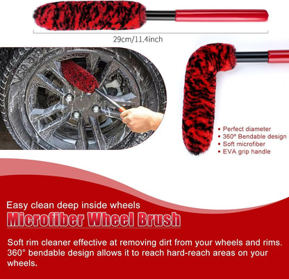 15Pcs Car Detailing Brush Set, Car Wheel Tire Brush Set, Car Detailing Kit Includes Soft Bristles Brush, Tire Brush, Detail Brushes, Car Cleaning Tools Brushes for Interior, Exterior, Wheels