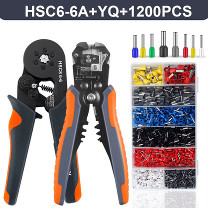 Ferrule Crimper Tool,Ratchet Crimping Tool Kit-Wire Stripper & Crimper Plier ,Or Plier Set with Connectors