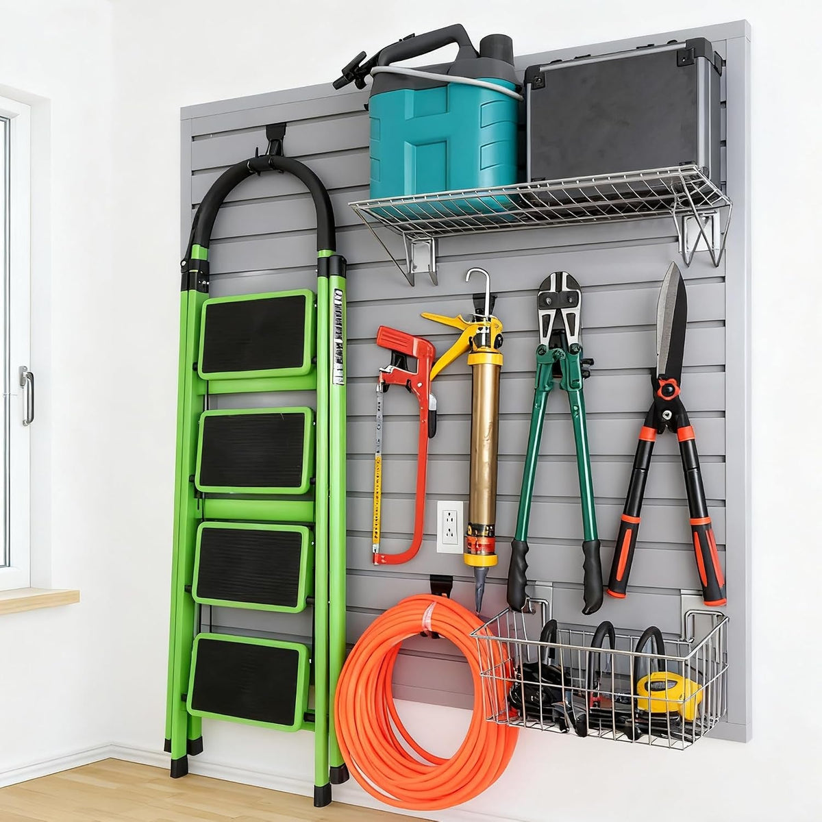 Slat Wall Paneling 4 X 4Ft, Garage Slatwall Panel Wall Storage Systems, Heavy Duty PVC Garage Wall Organization (Gray)