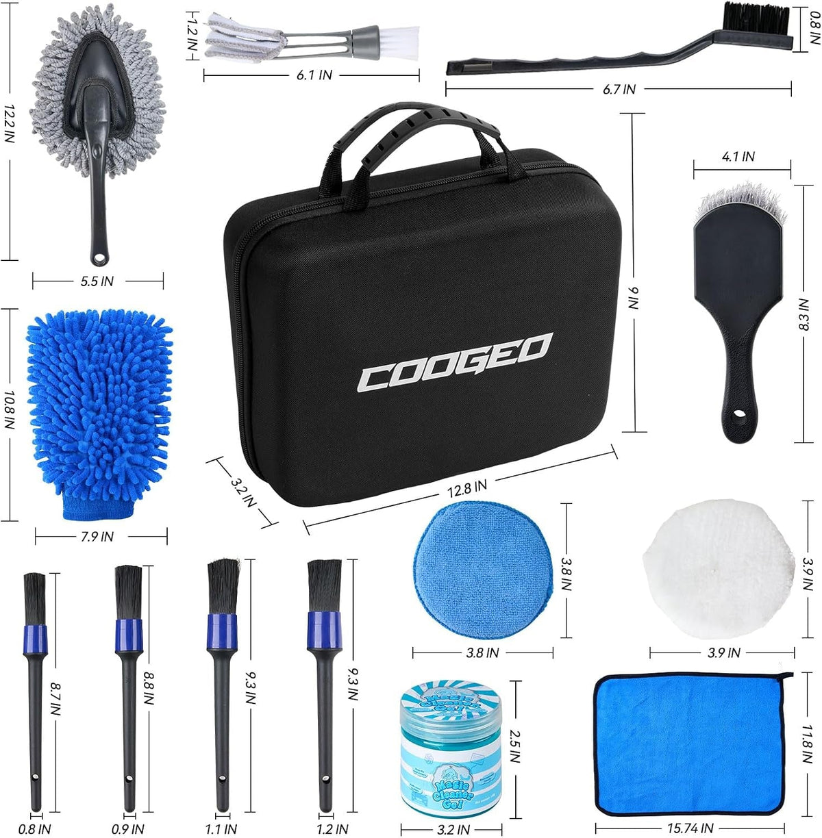 21Pcs Car Detailing Kit, Car Cleaning Kits Interior Cleaner with Detailing Brushes, Car Wash Kit with Cleaning Gel, Wash Mitt, Car Care Gift for Men, Black
