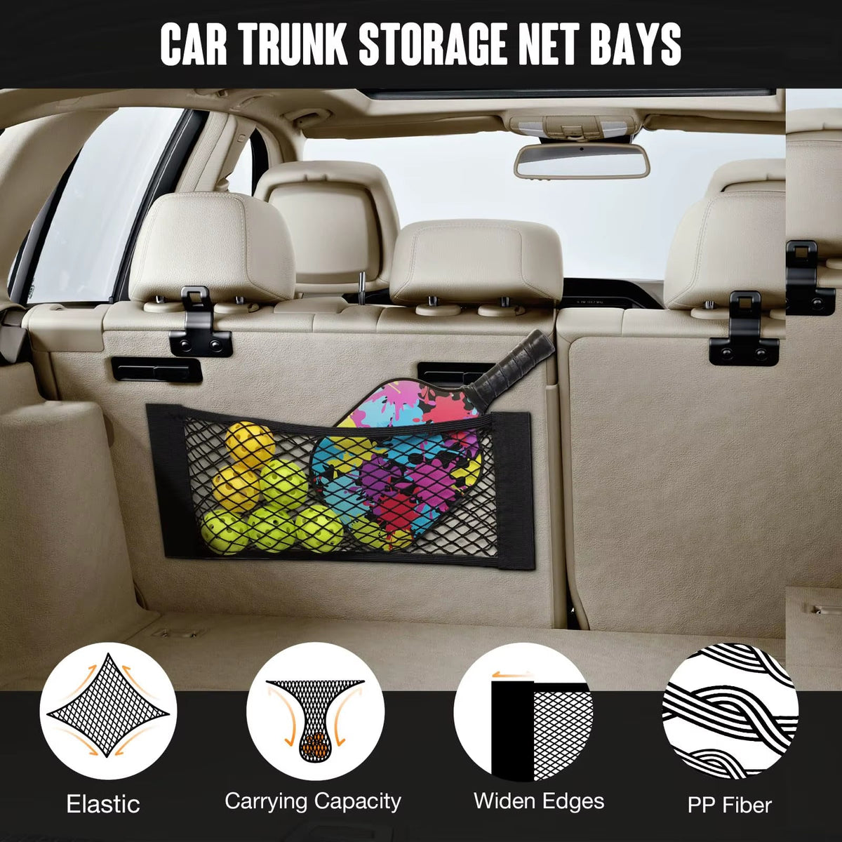 Car Double Mesh Trunk Storage Storage Mesh Car Item Fixed Mesh Car Finishing Storage Elastic Strap