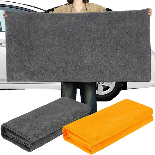 2 Pcs Giant Car Drying Towel 55'' X 28'' Microfiber Towels Great Thick Soft Plush Towel Streak Free Lint Free Reusable Cars Accessories Highly Absorbent Quick Effortless Dry for Car Truck Suv