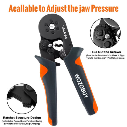 Ferrule Crimper Tool,Ratchet Crimping Tool Kit-Wire Stripper & Crimper Plier ,Or Plier Set with Connectors
