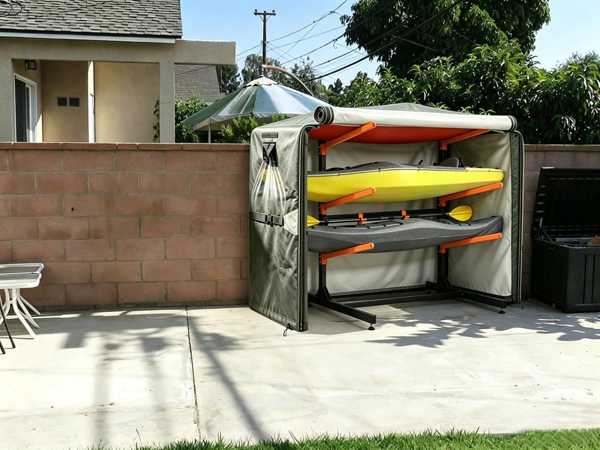 Heavy Duty Kayak Rack Cover 12.7Ft – Waterproof Dustproof UV Protective. for Freestanding Kayak Stand, for 2-4 Tier Racks, for Canoes, Sups, Paddleboards & Surfboards（153" LX 35" W X 55" H)