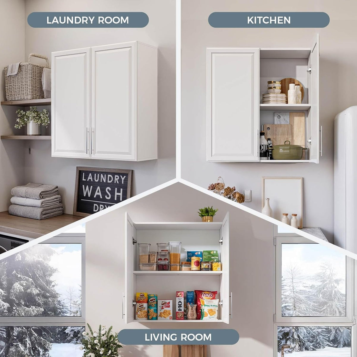 60" W Laundry Room Wall Cabinet with Adjustable Shelf