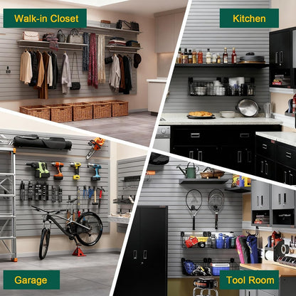 Slat Wall Paneling 4 X 4Ft, Garage Slatwall Panel Wall Storage Systems, Heavy Duty PVC Garage Wall Organization (Gray)
