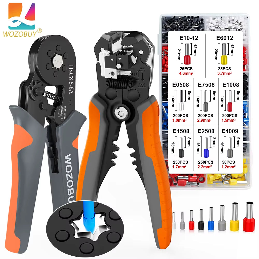 Ferrule Crimper Tool,Ratchet Crimping Tool Kit-Wire Stripper & Crimper Plier ,Or Plier Set with Connectors