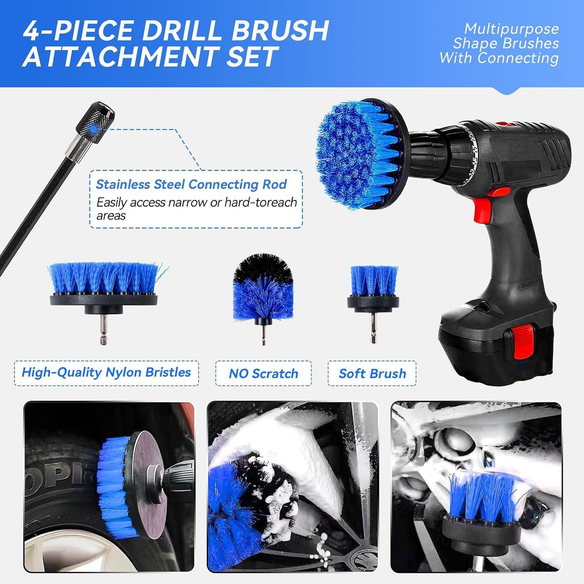 29Pcs Car Detailing Kit, Car Cleaning Kits Interior Cleaner with Detailing Brushes,Drill Brush Heads,Car Wash Kit with Cleaning Gel,Wash Mitt,Car Hooks,Car Care Gift for Men, Black