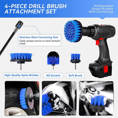 29Pcs Car Detailing Kit, Car Cleaning Kits Interior Cleaner with Detailing Brushes,Drill Brush Heads,Car Wash Kit with Cleaning Gel,Wash Mitt,Car Hooks,Car Care Gift for Men, Black