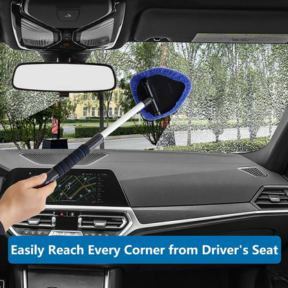 Windshield Cleaner Tool 21" Car Window Cleaner inside Windshield Cleaning Wand Supplies Interior Glass Care Product Car Accessories with with Extendable Handle& Microfiber Pads