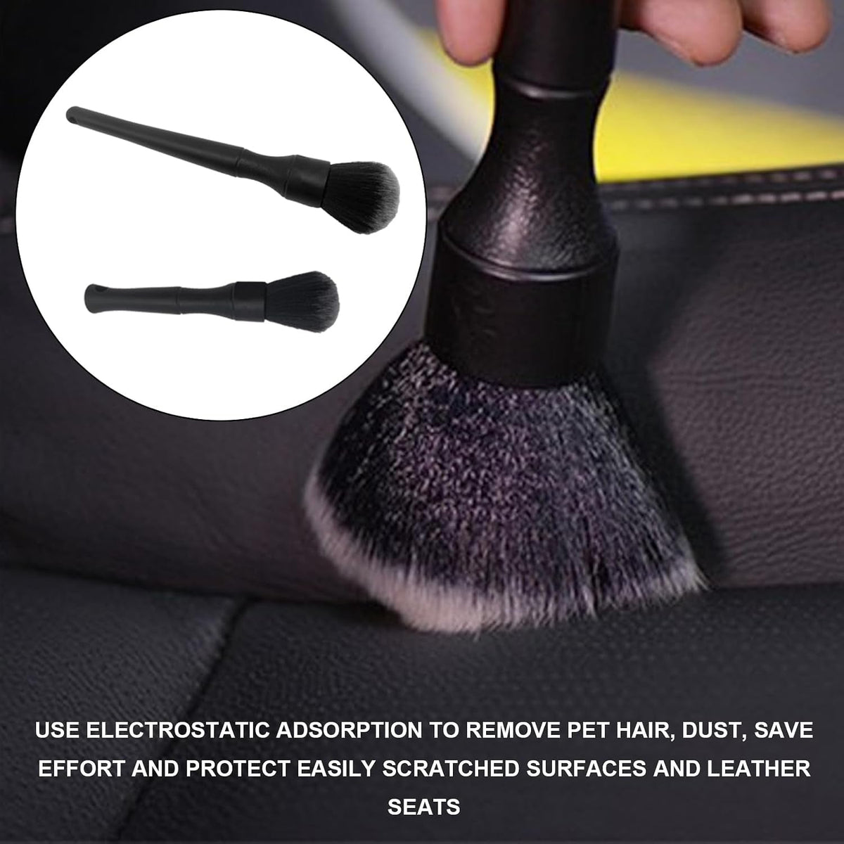 3 Pack Car Ultra Soft Detailing Brush Kit, Car Detailing Brush Set for Interior Exterior Dashboard Cleaning Air Vent Bay Emblems Seat Wheels, Engine, Wheel Nut, 2 Pack Black and 1 Pack Blue