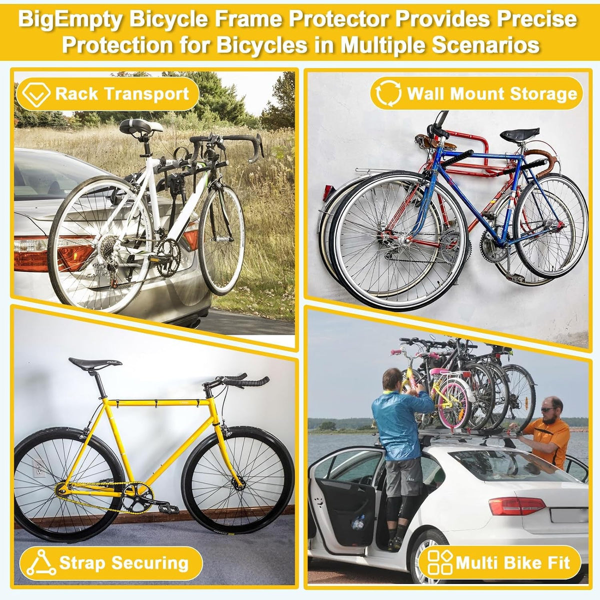 4 Pcs Protect-O Pads for Bike Racks Protector Compatible with Saris