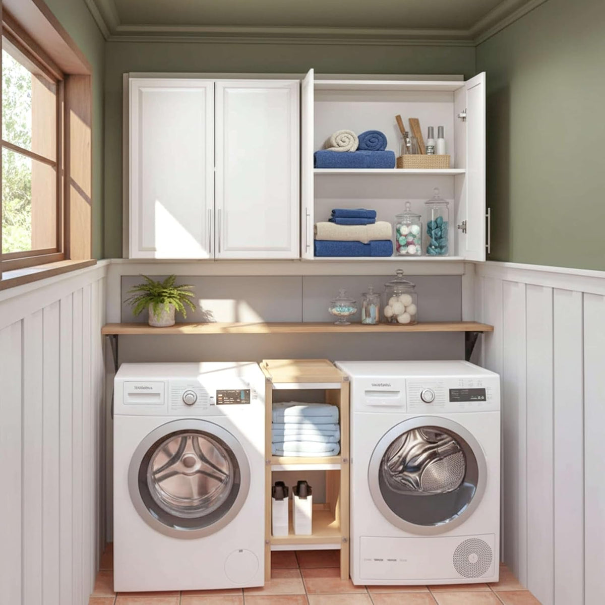 60" W Laundry Room Wall Cabinet with Adjustable Shelf