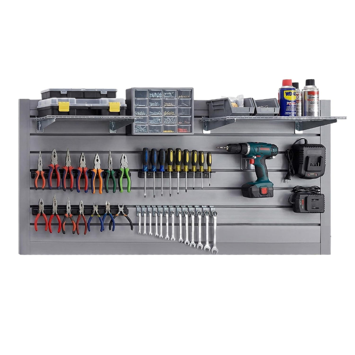 Slatwall Panel 4X2Ft PVC Slat Wall Panels Garage Slat Wall Organizer Heavy Duty Slatwall Garage Storage Organization Tool for Garages, Sheds, and Homes