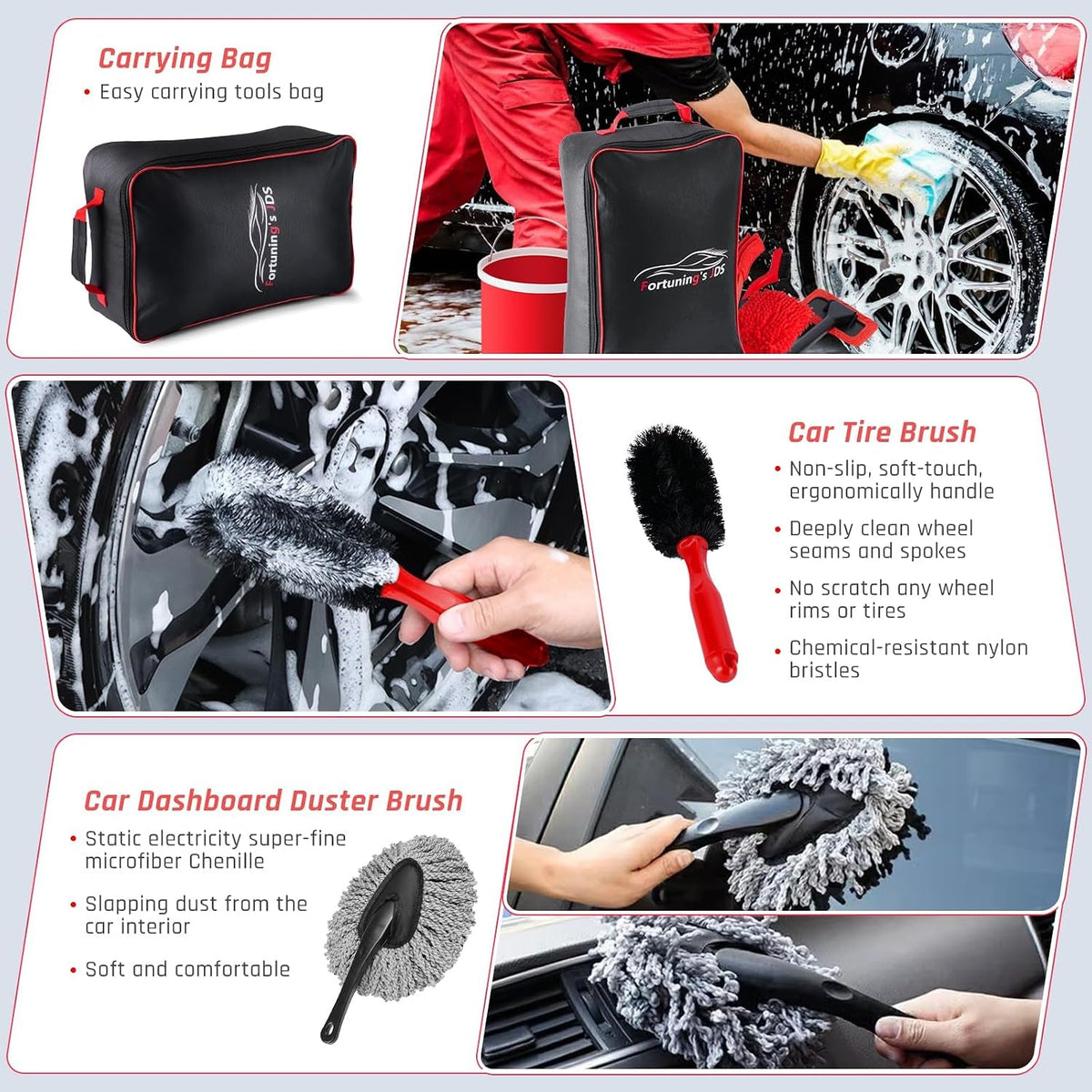 55PCS Car Detailing Kit Interior Cleaner with High Power Handheld Vacuum, Car Detailing Brush Set, Car Cleaning Kit, Drill Brush Set, Car Cleaning Tools Brushes for Interior, Exterior, Wheels