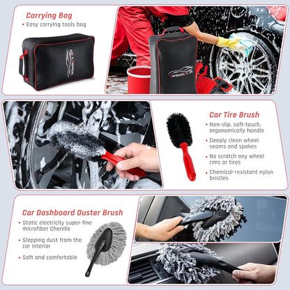55PCS Car Detailing Kit Interior Cleaner with High Power Handheld Vacuum, Car Detailing Brush Set, Car Cleaning Kit, Drill Brush Set, Car Cleaning Tools Brushes for Interior, Exterior, Wheels
